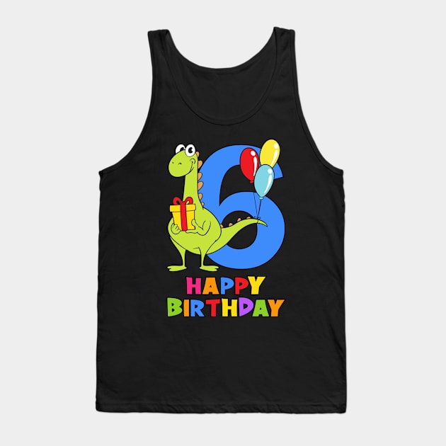 6th Birthday Party 6 Year Old Six Years Tank Top by KidsBirthdayPartyShirts